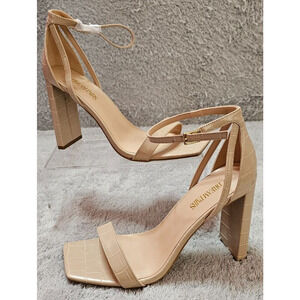 NEW‎ Dreampairs Block Heel Ankle Strap Open Toe Party Dress Nude Tan Pump 10M
